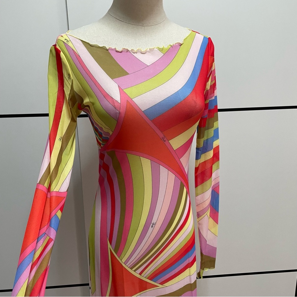 Emilio Pucci Multicolor Spiral Long-Sleeve Maxi Dress - Picture 8 of 9
